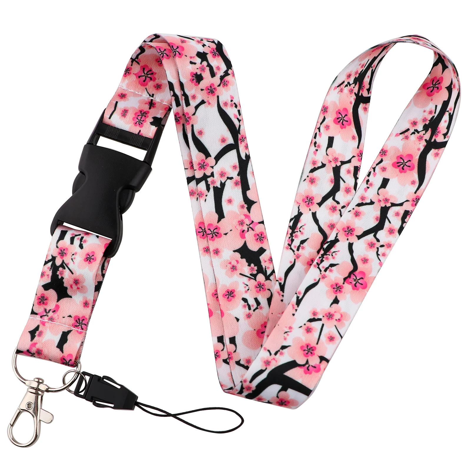 Latch Style Lanyard Butterfly Chinese Rose Badge Holder ID Credit Card Pass Hang Rope Lanyard For Keys Anime Accessories Gifts