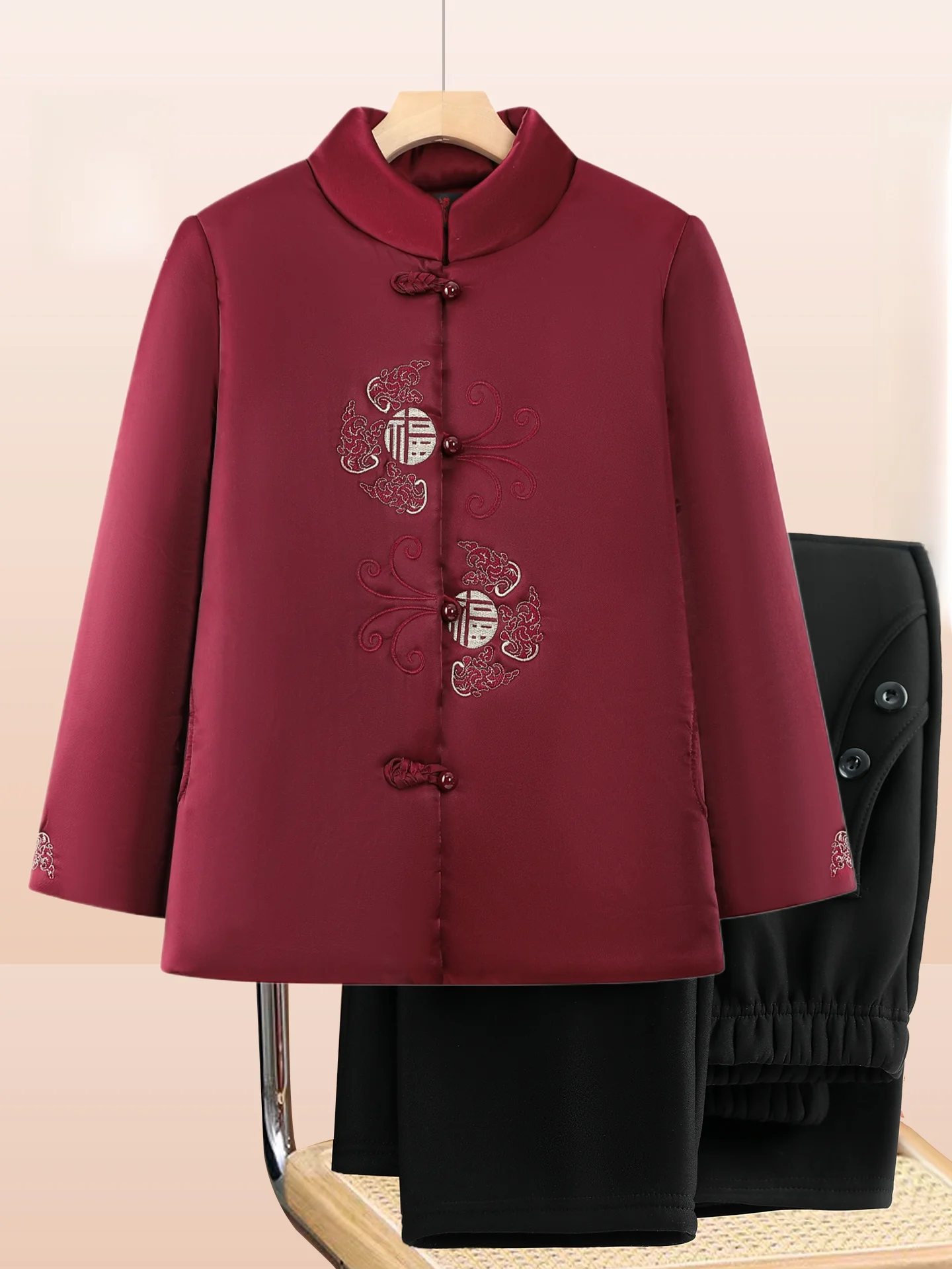 

Праздничная теплая хлопковая куртка для женщин, зимняя одежда, утепленная, на флисовой подкладке, для мам, наряды для женщин 70 лет