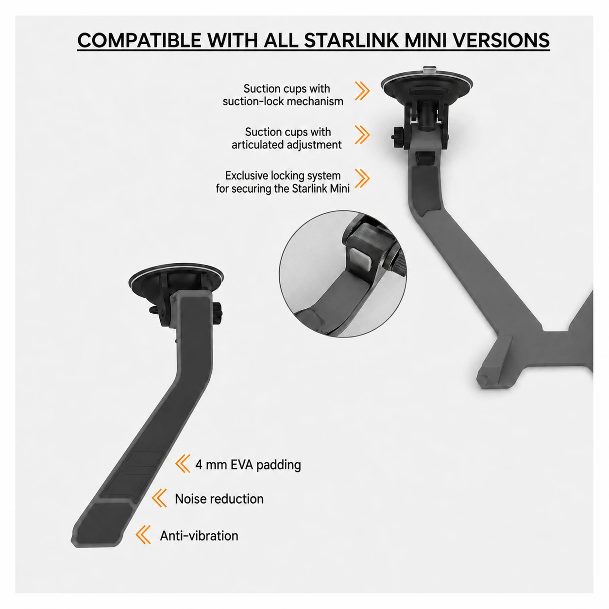 Windshield Suction Cup Mount Base For Starlink Mini Portable Mount Bracket for Car Antenna Panel High Stability Vehicles Stand