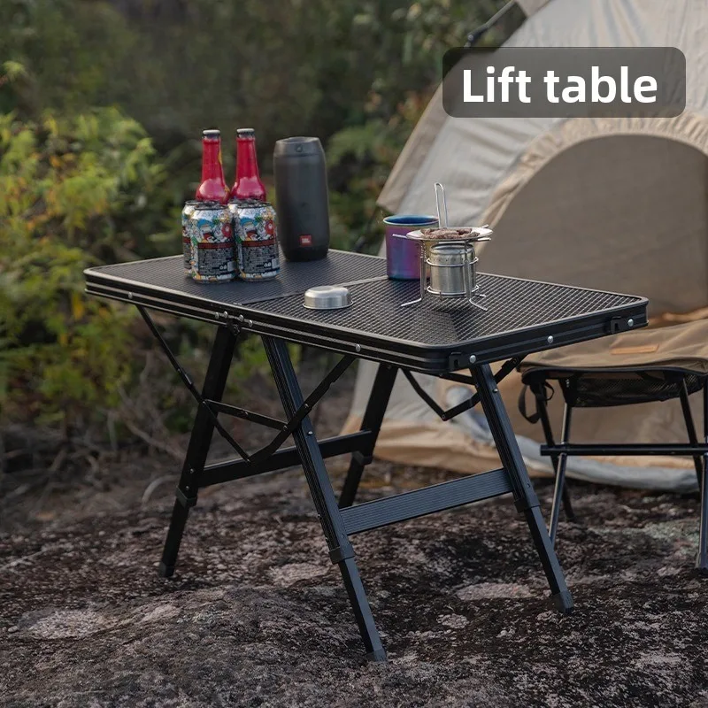 Outdoor Portable Folding Table Lifting Lowering Barbecue Lightweight Mountaineering Table Tourist Nature Hike Camping Tables