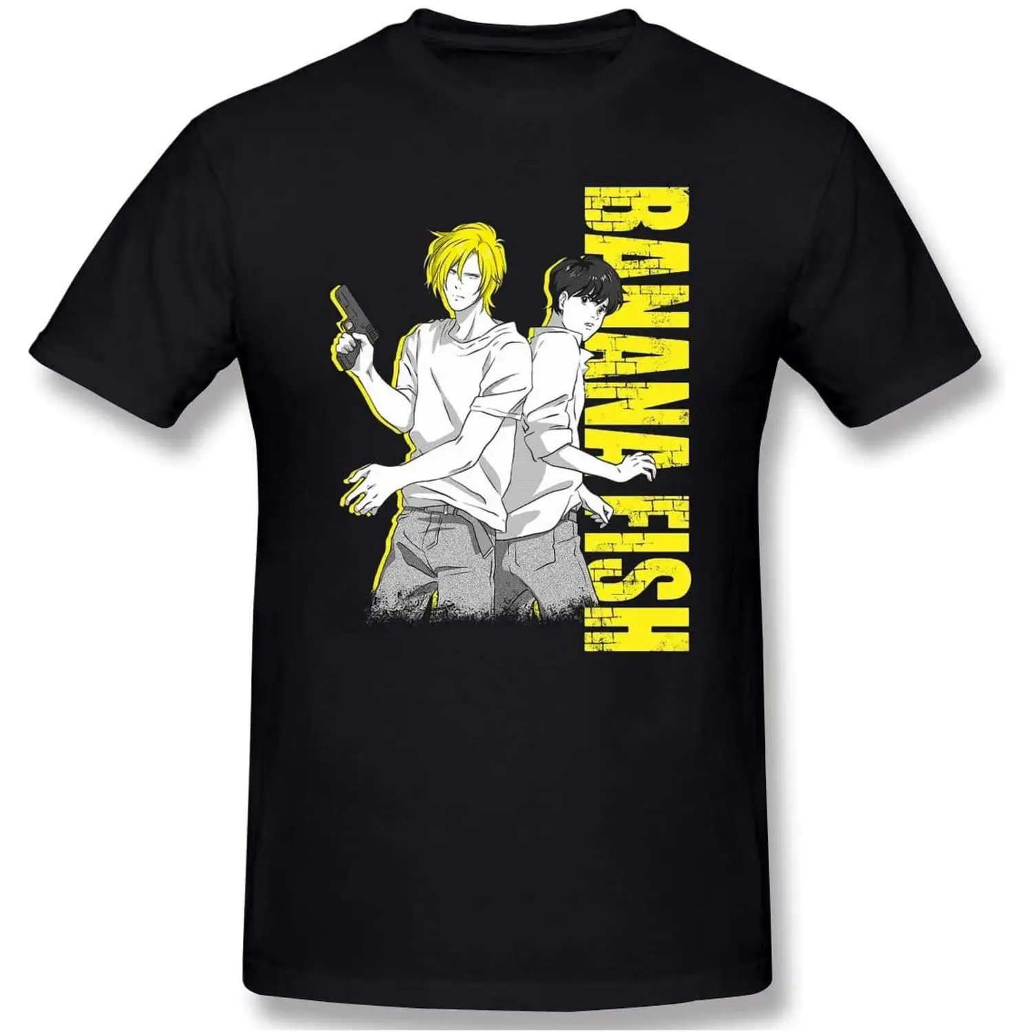 Bakugou Men s Anime Banana Fish Ash Lynx Short Sleeve Top T Shirt DMN t-Shirt for Men,   Women BlackPrinting vintage L