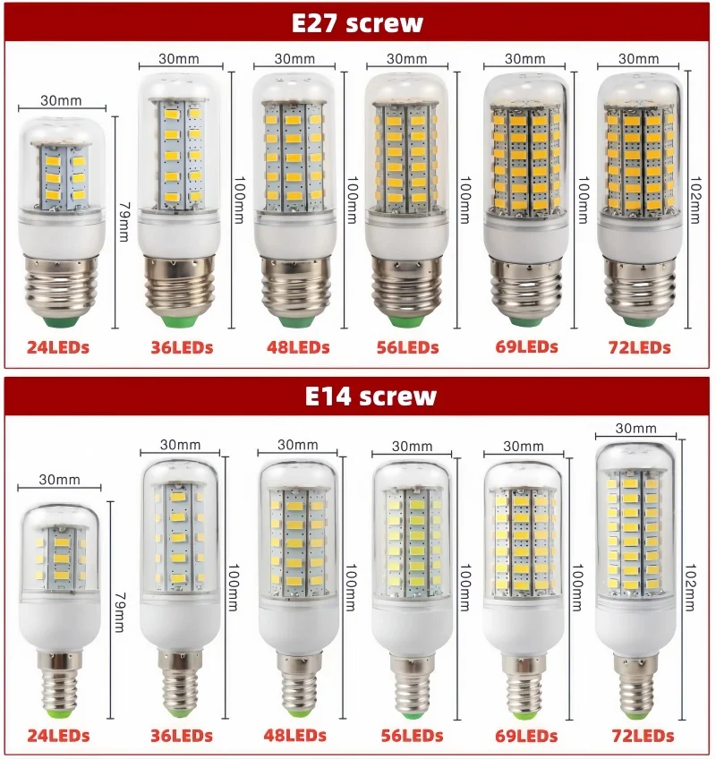 Imagem -05 - Lâmpada Led de Economia de Energia Lâmpada de Milho Spotlight Ampola g9 Bombilla Sala de Estar E27 E14 220v