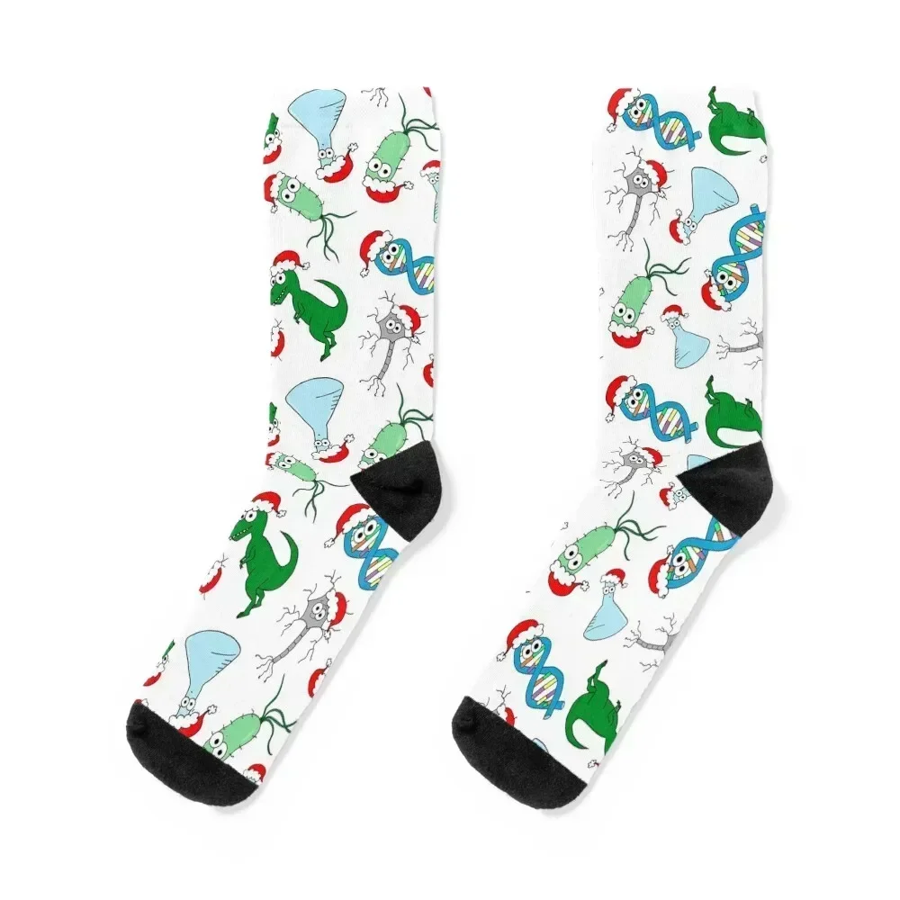 Cute Science Christmas - on white Socks moving stockings cotton aesthetic floral Boy Child Socks Women's