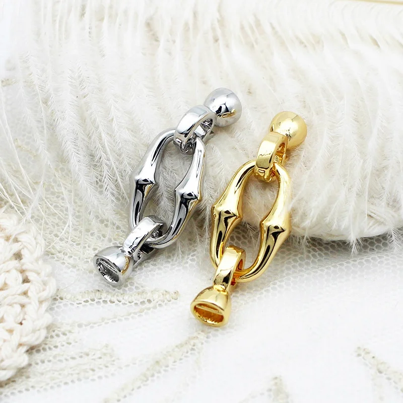 

1Pcs Jewelry Making Connector 18K Copper Gold Plated Bamboo Pearl Buckle DIY Necklace Bracelet Sweater Chain Accessories Supplie