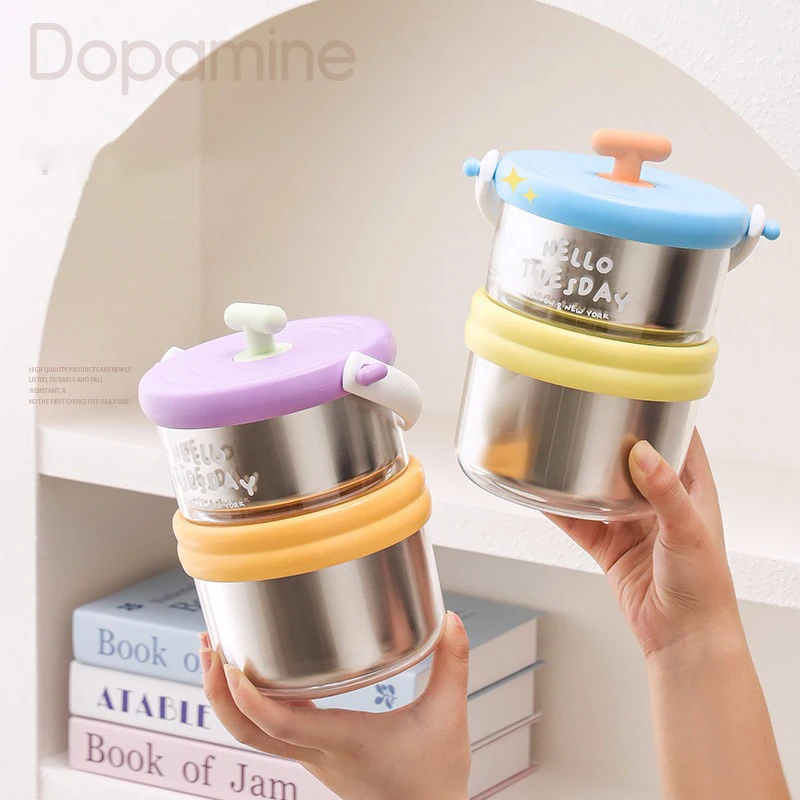 Double Layer Lunch Box Stainless Steel Soup Cup Breakfast Oat Congee Cup Office Worker Portable Insulated Soup Thermos Container