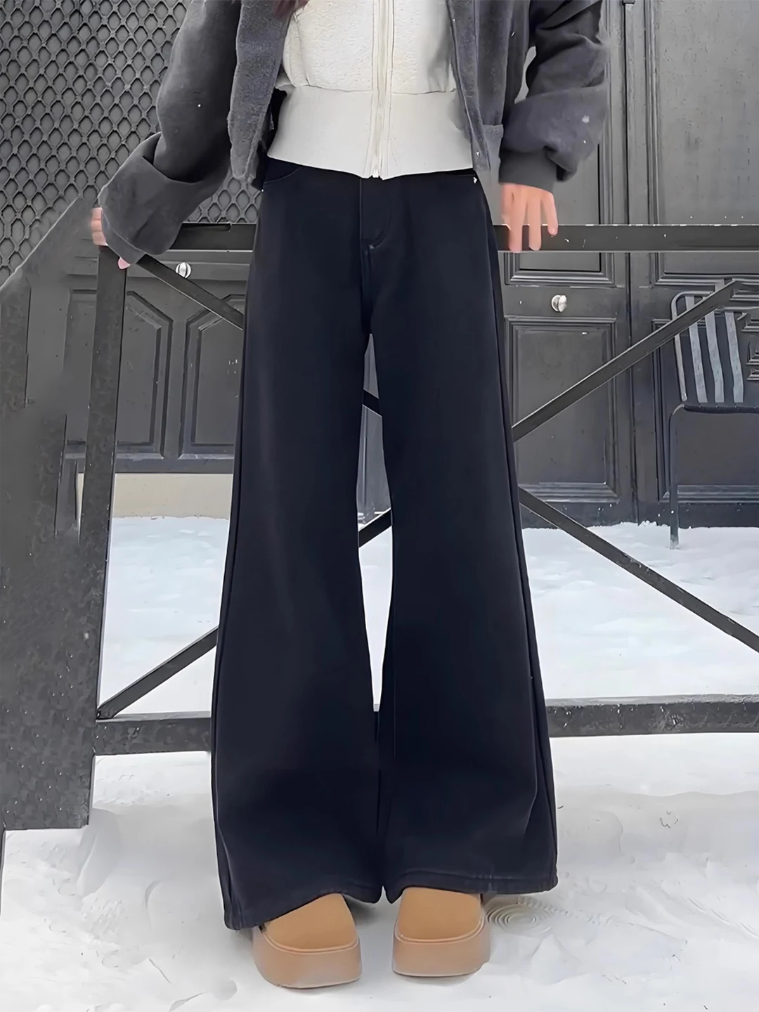 

Мужские джинсы-буткэт Bla Fce с подкладкой, зауженные, прямые, с высокой талией, широкие штанины, зимние, американского стиля