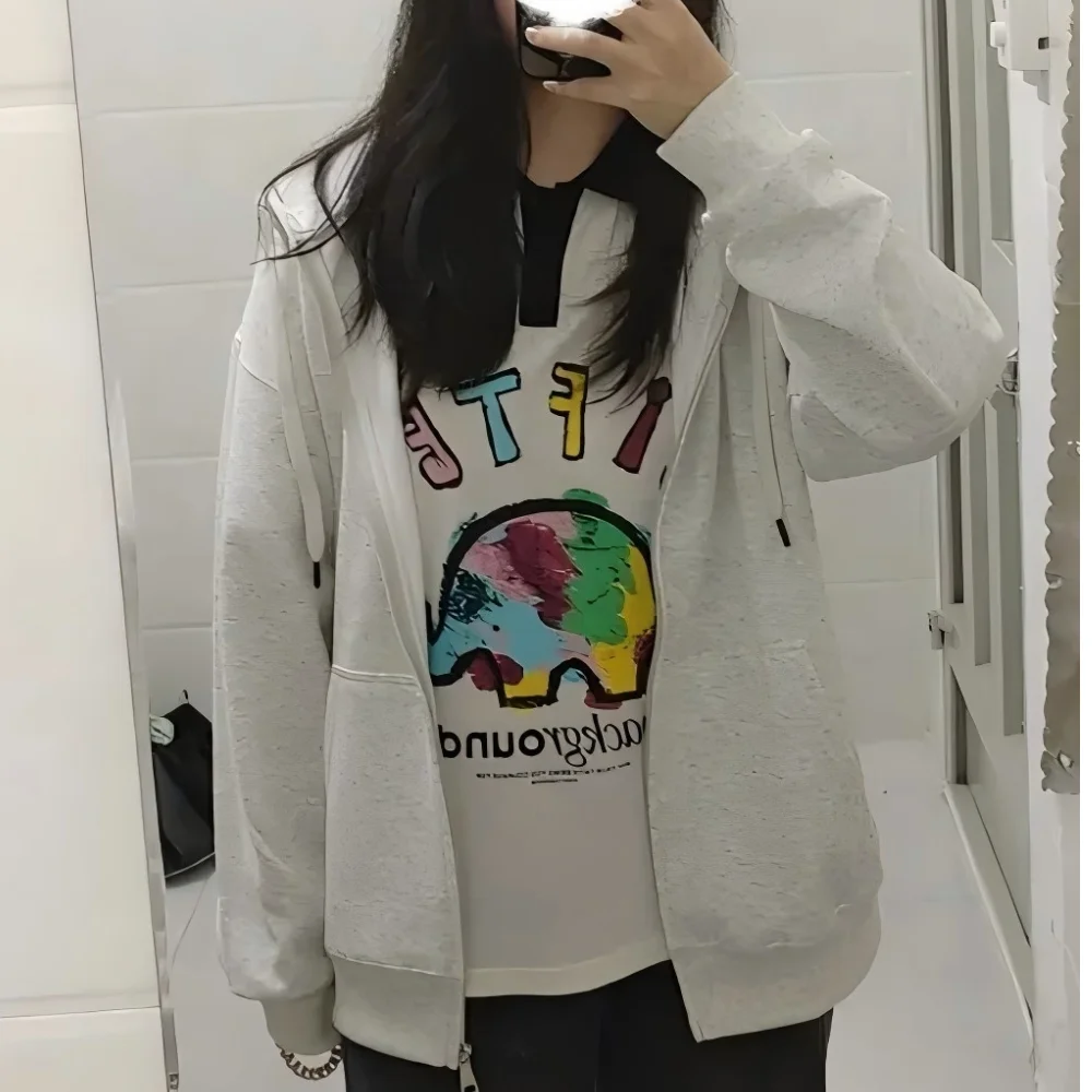 

TR Осенняя женская серая куртка с капюшоном, длинным рукавом, большой карман, куртка на молнии, женское свободное повседневное пальто, топы