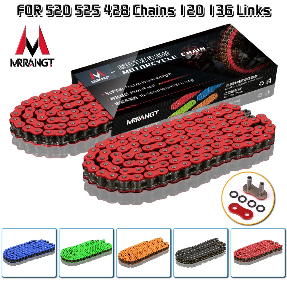 MRRANGT 428-136L 520 525-120L Colorful Oil-Sealed Motorcycle Chain Fit For Kawasaki Suzuki Honda Universal Parts