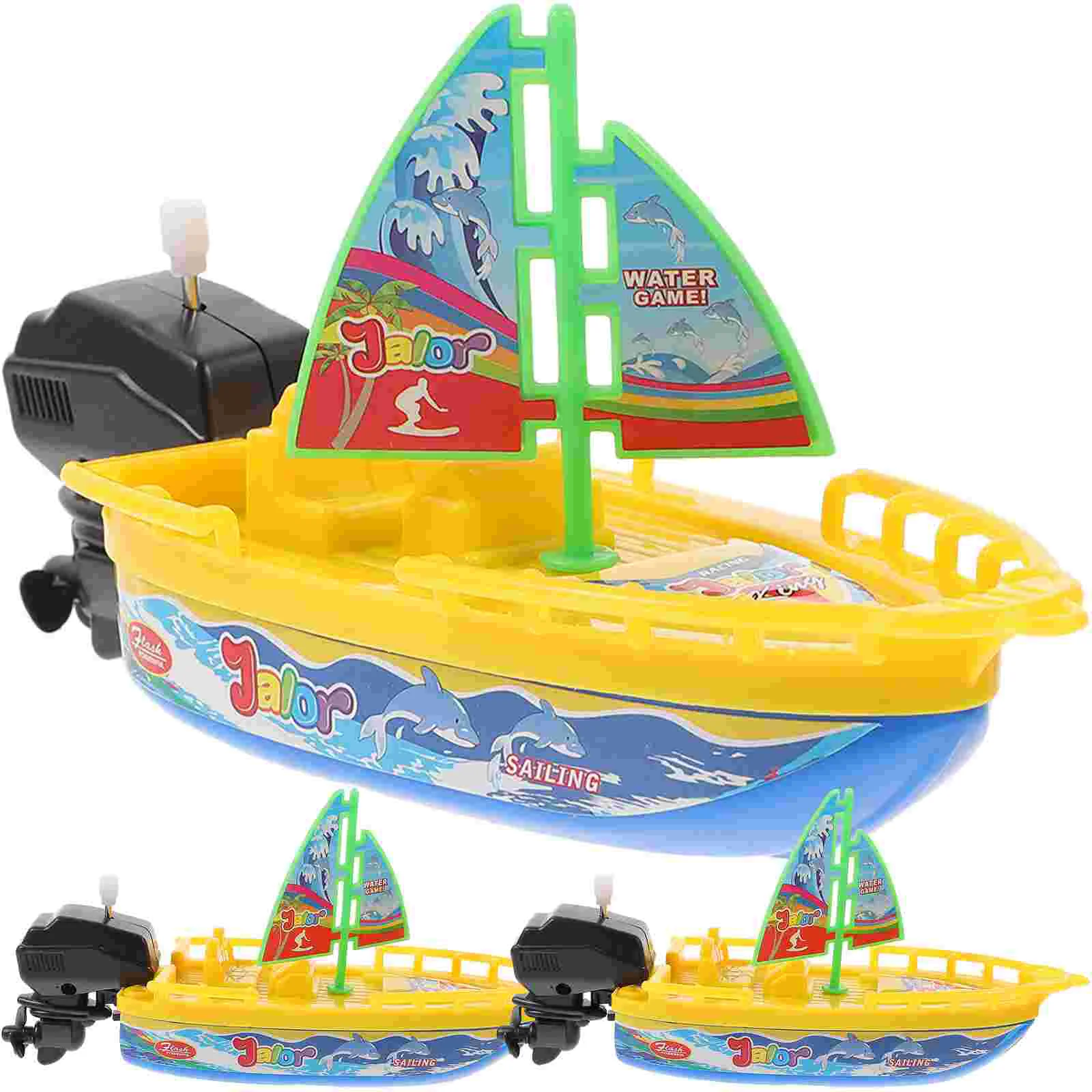 

3 Pcs Clockwork Boat Toy Wind up Floating Kids Pool Creature Bath Plastic Toys Shower Sailboat Child Infant Bathtub