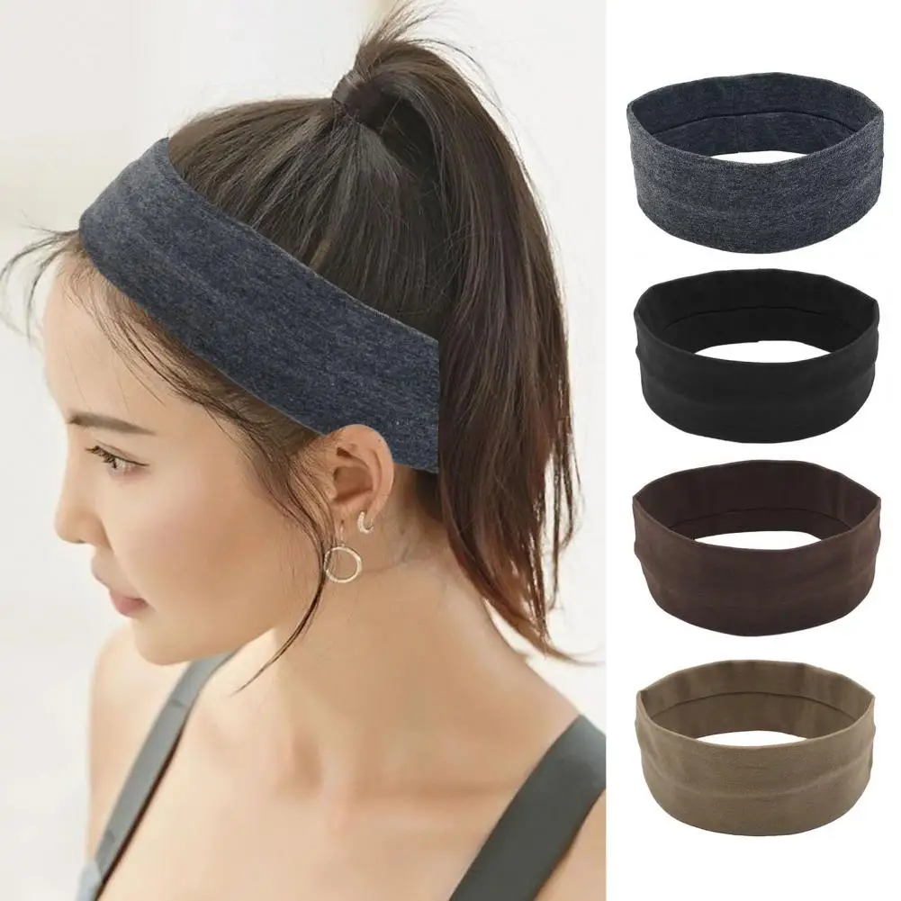 Sports Headband Solid Color Wide Lady Yoga Headband Quick Drying Sweat Absorbing Women Sweat Band