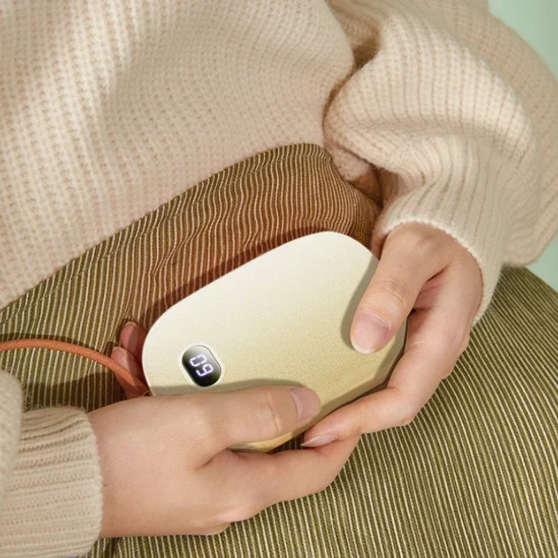 Rechargeable Flannel Mini Hand Warmer Double-Sided Heating Power Bank Three-Level Temp Control for Camping Travel Office