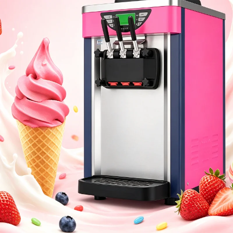Ice Cream Maker Automated 3 Flavors Yogurt Ice Cream Making   Commercial Soft Serve Ice Cream Machine For Business