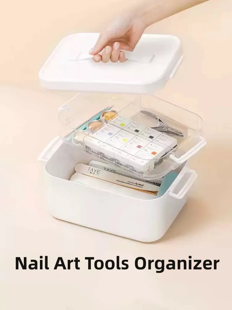 Nail Art Tools Organizer Large Capacity Nail Gel Polish Storage Box Multi Functional Nail Dryer Case Manicure Supplies Container