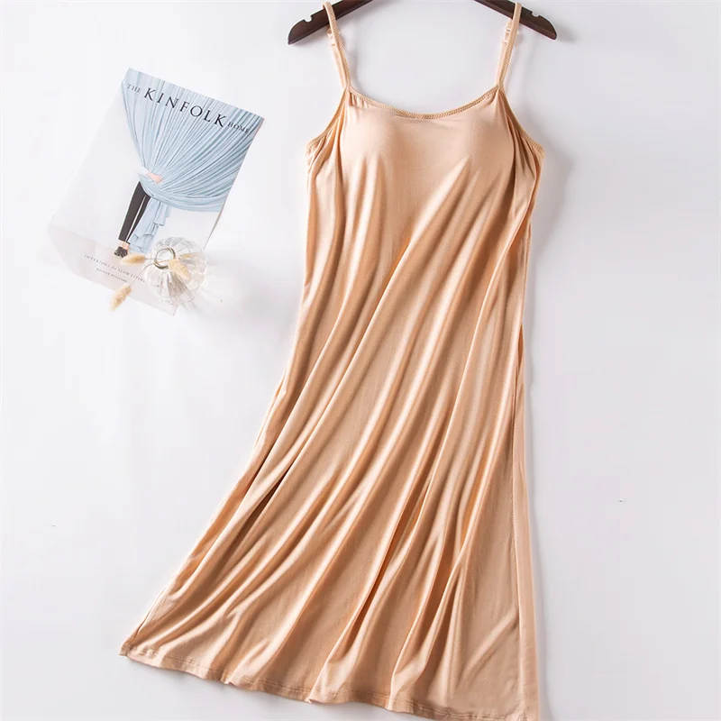 Comfort Soft Nightwear For Women Chest Pad Sexy Sleepwear Night Dress Modal Cotton Summer Nightgowns Female Sling Nightdress