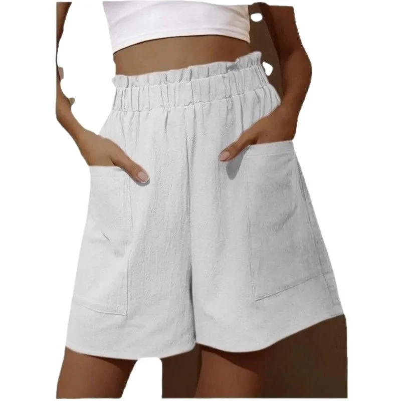 Wide Leg High Waist Pants Loose Fit with Sequin Detail Summer Slight Stretch Thick No Iron Finish Commuter Chic Women Shorts