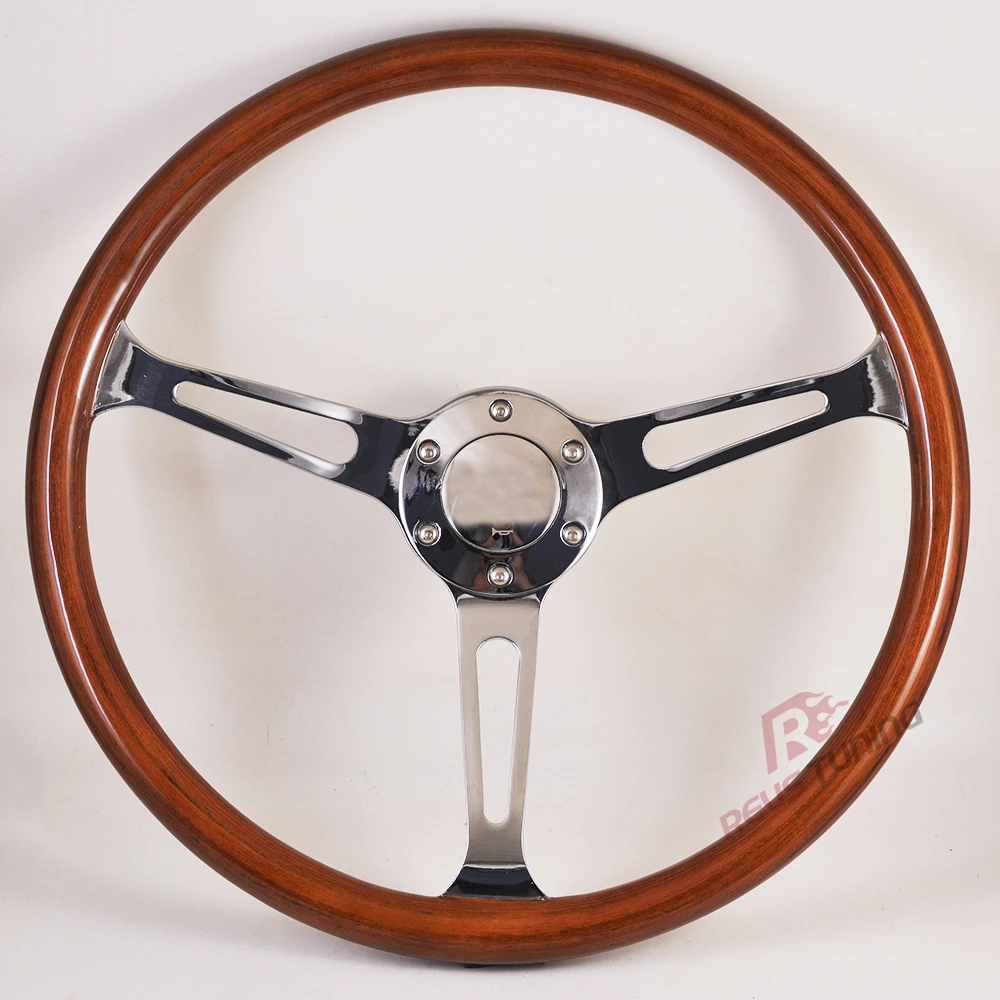 

15inch 380mm Silver Spoke Classic Car Auto Truck Sport Racing Race Wooden Grain Wood Steering Wheel