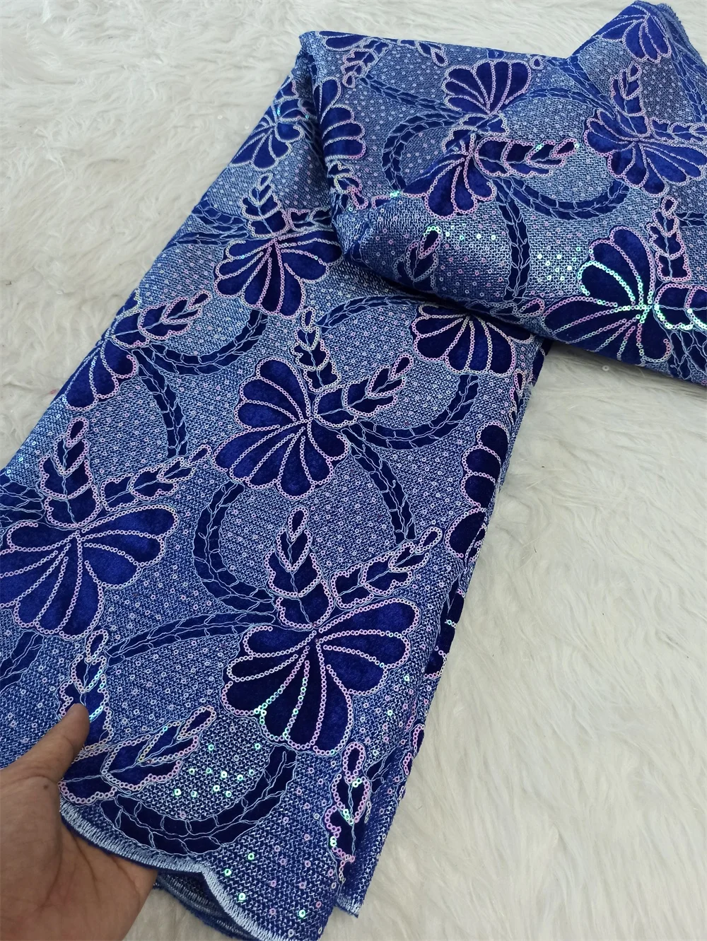 

2025 африканский нигерийский высококачественный тюль с блестками для выпускных платьев, кружевная ткань, вышивка бисером, сетчатая ткань, 5 ярдов, JH0076