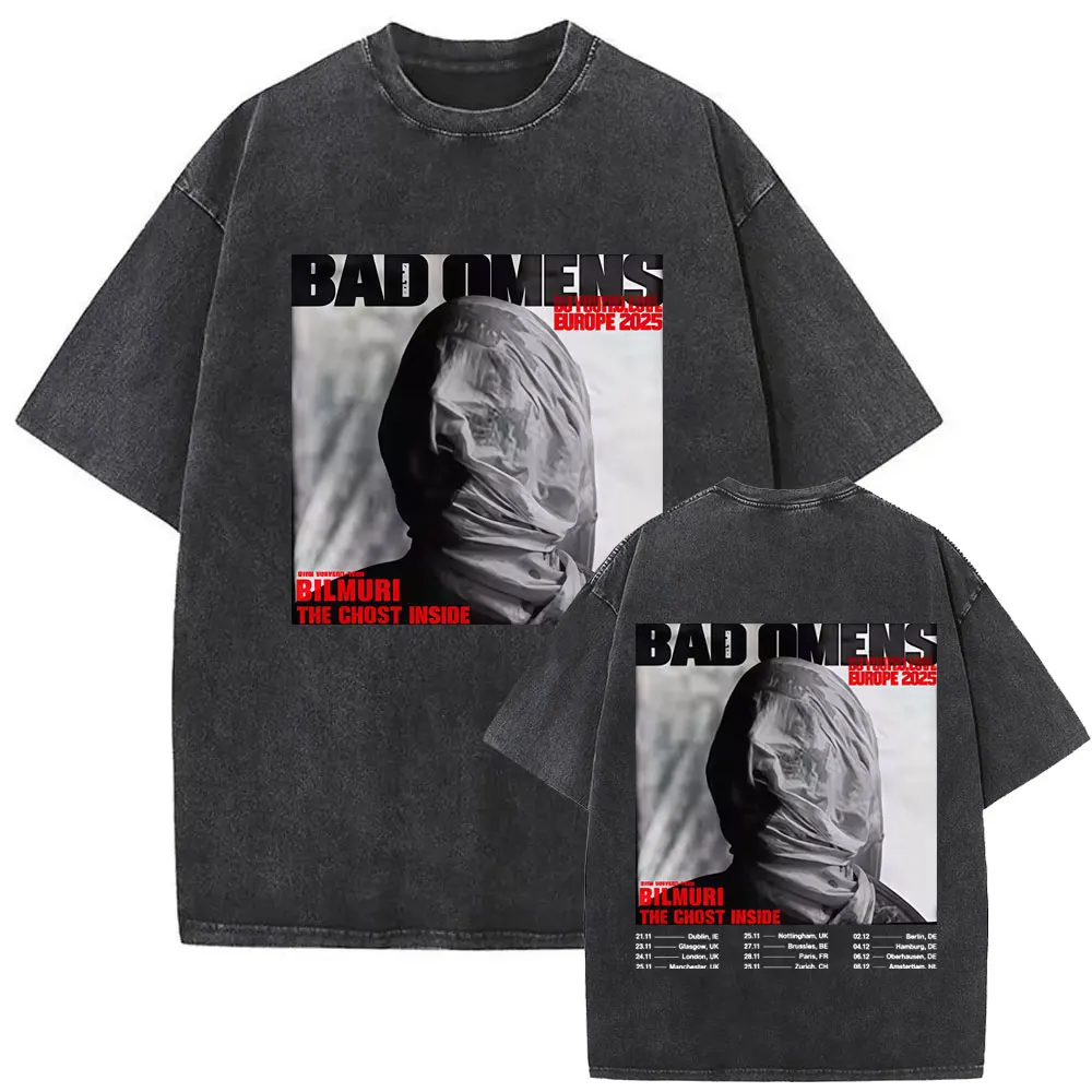 

Washed Vintage Rock Band Bad Omens Do You Feel Love Europe Tour T-shirt Men Women Cotton Casual Oversized T Shirts Streetwear