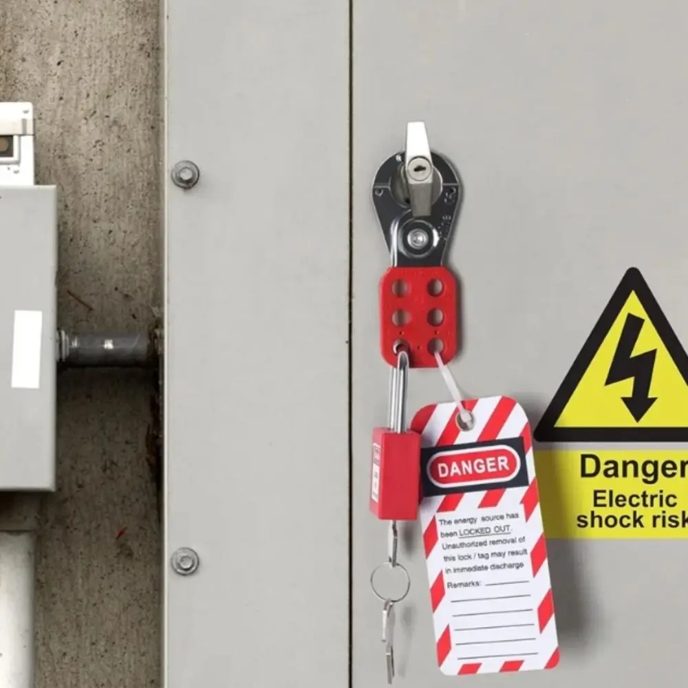 مشابك قفل أمان صناعية من الفولاذ بستة فتحات، مشابك بلاستيكية مطلية بقطر الجسم، مشبك أمان، قفل بمشبك فولاذي