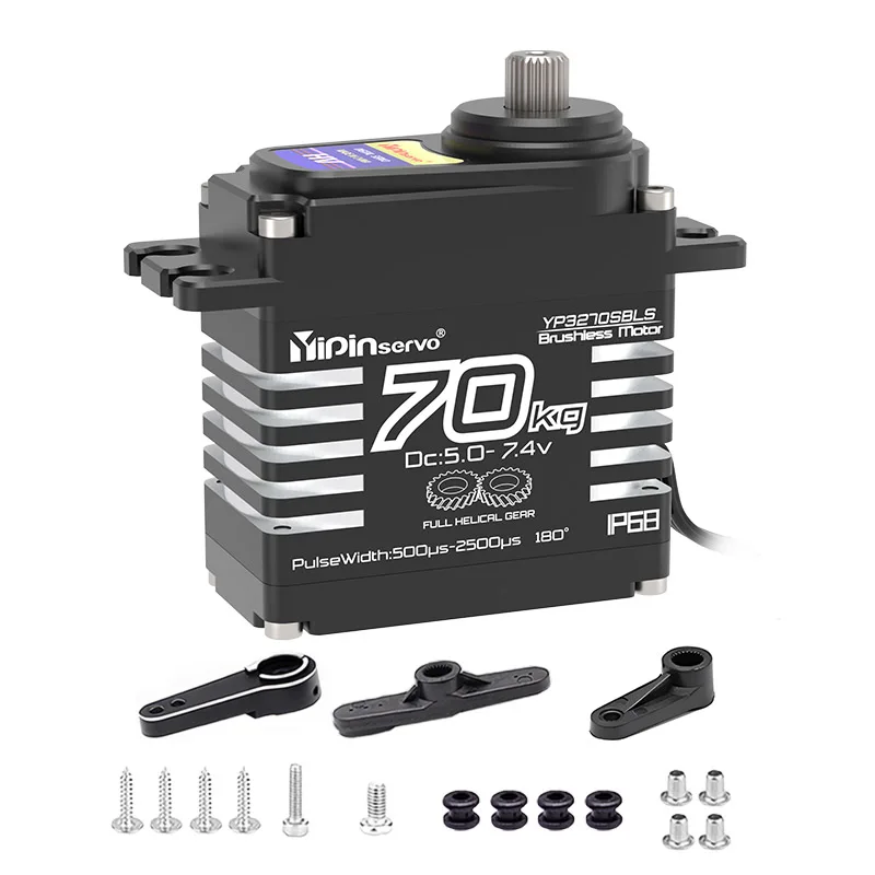 

70 кг IP68 Водонепроницаемый бесщеточный сервопривод 8,4 В — стальные винтовые шестерни, магнитный энкодер, высокий крутящий момент для радиоуправляемых автомобилей и гусеничных машин 1/8 1/10