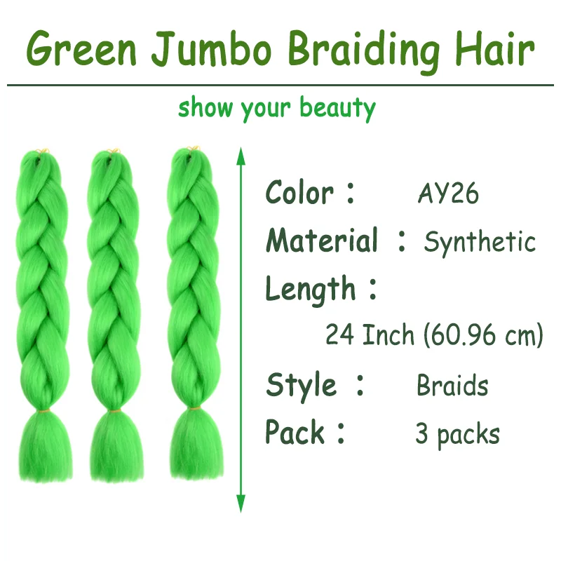 Zielone doczepy do warkoczy 24 cale syntetyczne jumbo crochet twist warkocze do zaplatania box twist doczepy do włosów