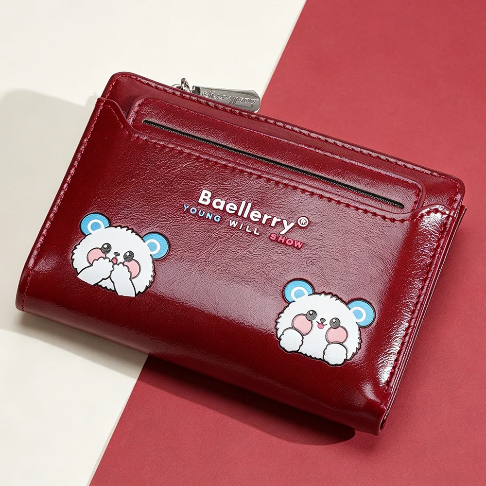 New Short Women Wallets High Quality Simple Card Holder Zipper Female Coin Purses Cute Cartoon Bear Wallet For Girls