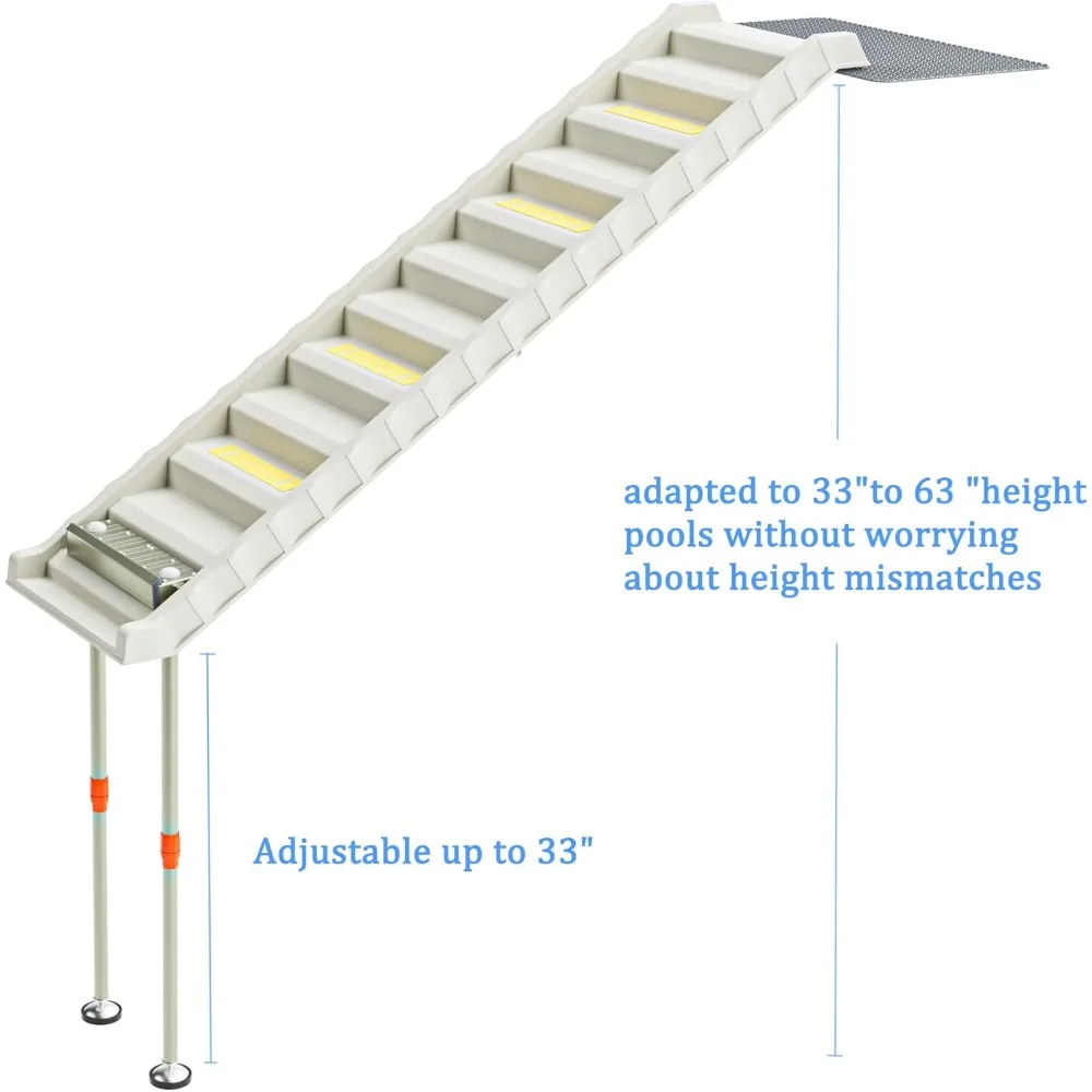 Foldable Dog Pool Ramp with 33" Legs for Free Height Adjustment,Safe & Easy Access dog water ramp for pool, Pool Ramp for Dogs U