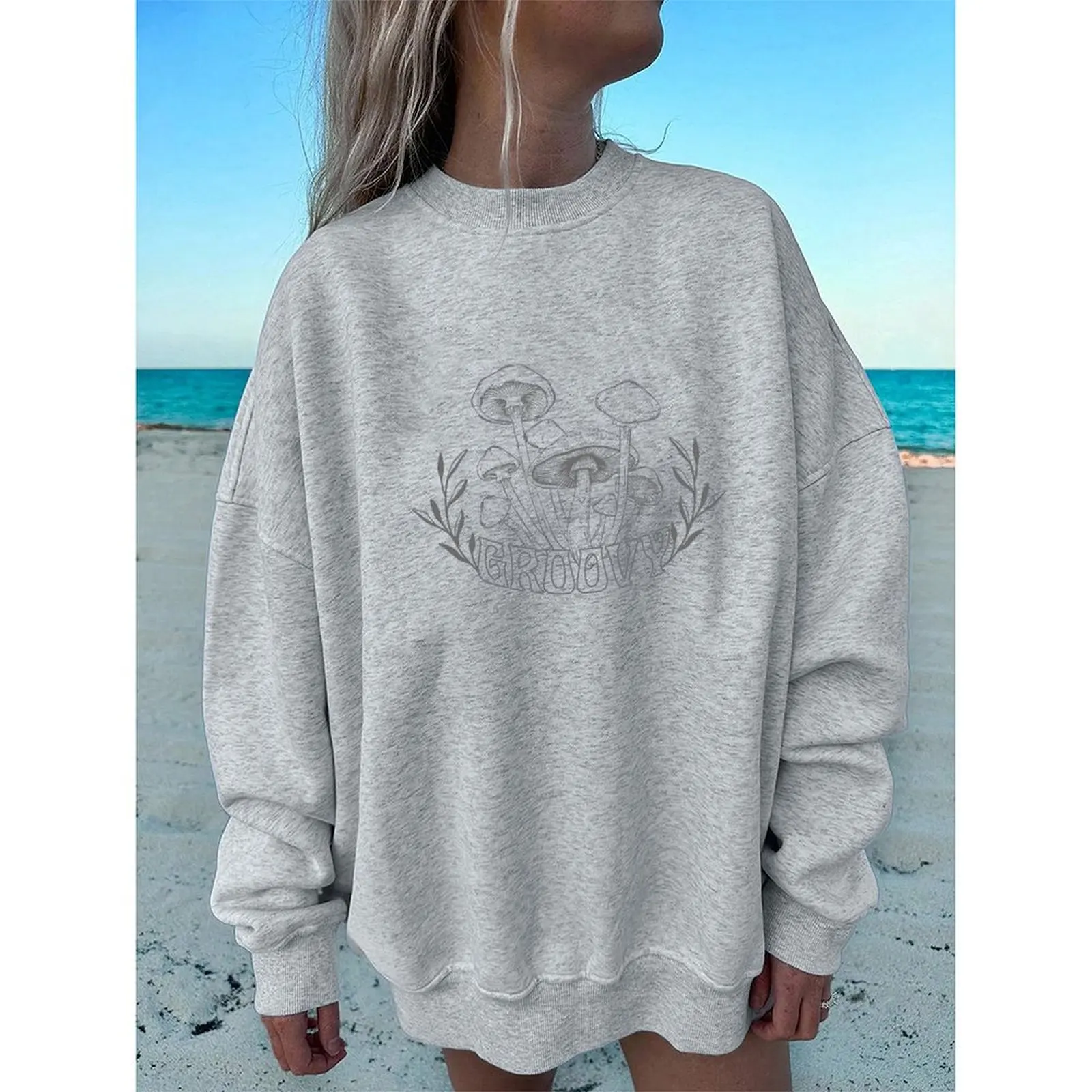 

Women's Sweater Round Neck Sweatshirts Velvet Winter Casual Printed Pattern Boho Print Pullovers Autumn Woman Clothes 2025