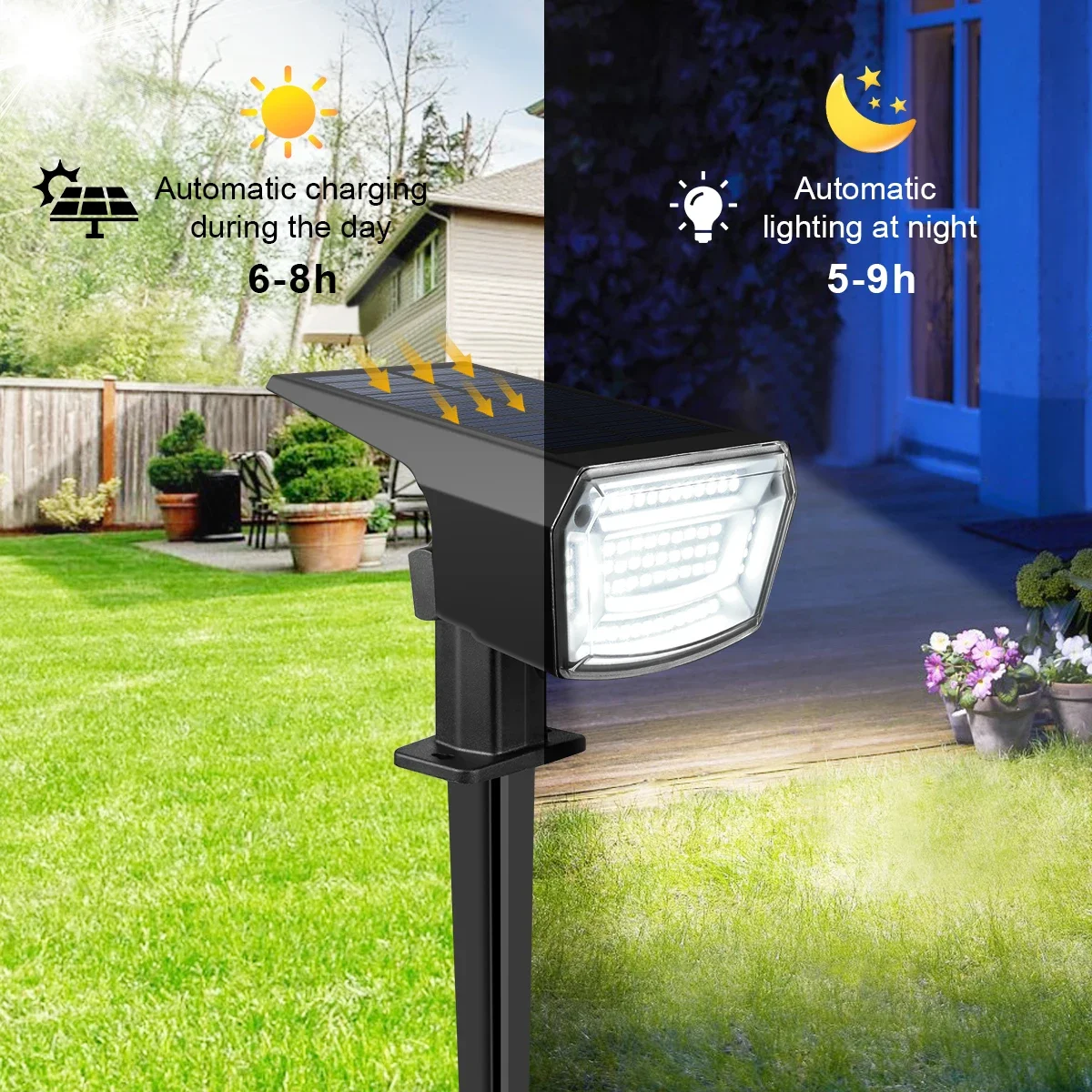 Fast Charge LED Solar Soptlight Lawn Lamp Built-in 1200mAh Battery Waterproof For Outdoor Garden Courtyard Lawn Walkway Lighting