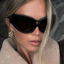 Fashion Y2K Cat Eye Sunglasses Women Retro Big Butterfly Shape Hollow Eyewear Shades UV400 Trending Wide Legs Men Sun Glasses