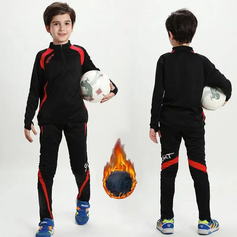 Boy Girl Autumn Running Sweatshirt + Sweatpants Children Kid Basketball Football Thermal Sets Sport Suit Tracksuit Jersey Kit 09