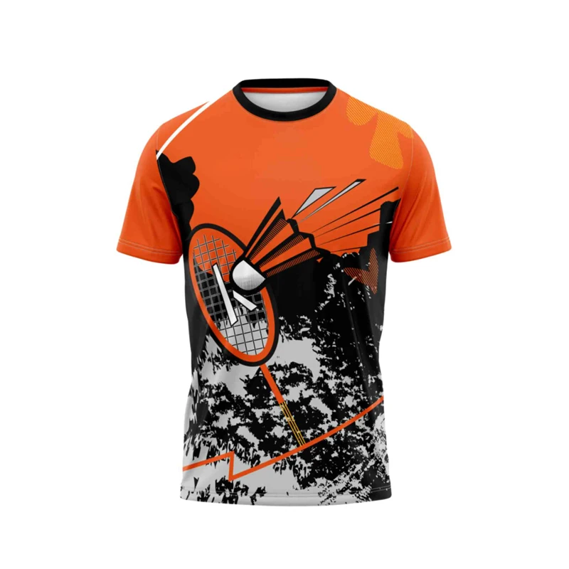 Novel Badminton Sport Jersey For Men Quick Dry Breathable Short Sleeve T-shirt Fashion 3D Print Graphic Fitness Train Tee Top