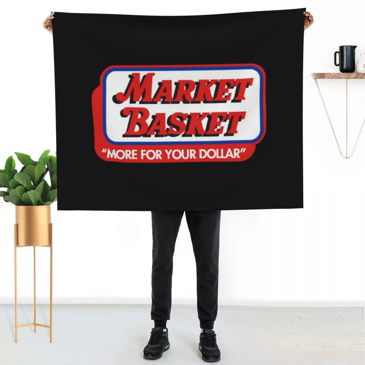 

Market Basket Supermarket Throw Blanket Warm Napping Blanket for Office Couch Bed