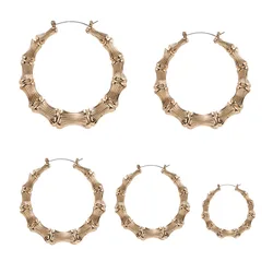 Punk Gold Sliver Color Bamboo Hoop Earrings for Women Geometric Big Round Circle Bamboo Earings Bijoux Hip Hop Party Jewelry