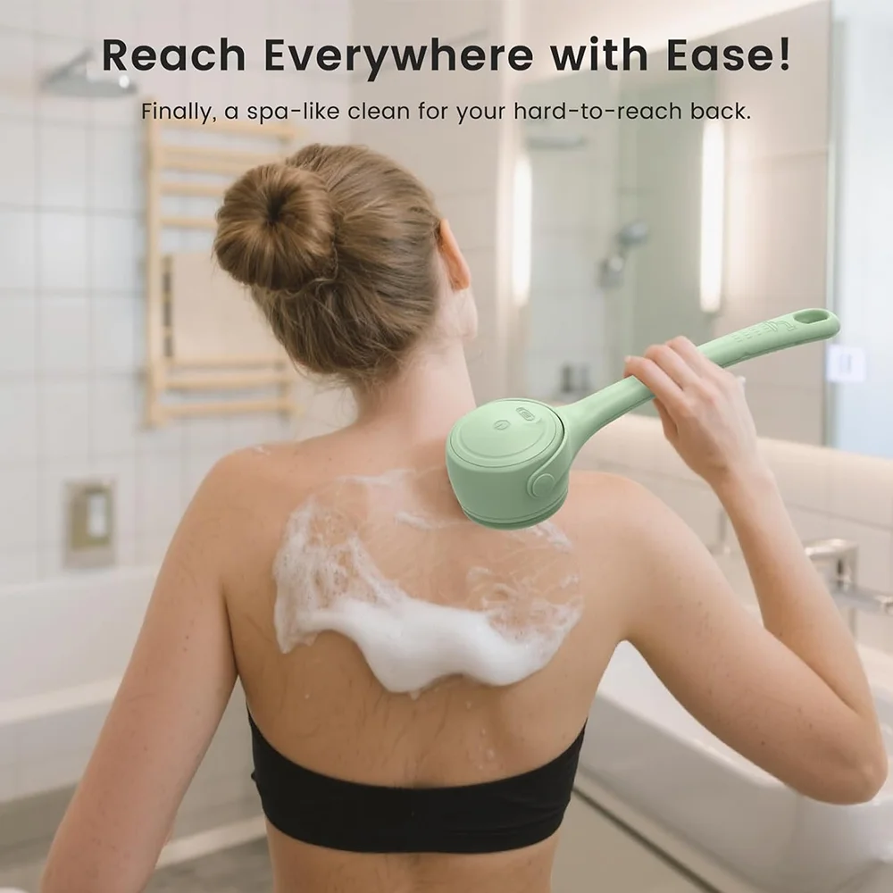 Electric Silicone Bath Brush with Long Handle - Deep Cleaning Massage Bath Brush for Shower Skin Care Body Cleaning image 3