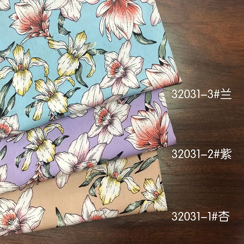 Spring/summer women's clothing fabric, human cotton, wrinkled flower printed fabric, women's dress, active printed fabric