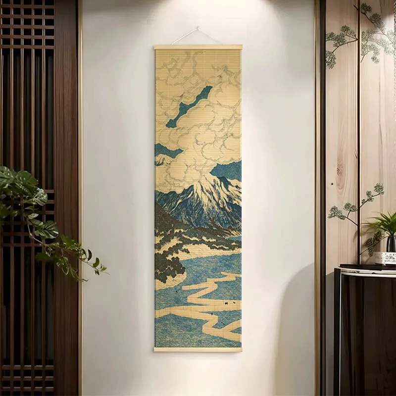 room decor aesthetic Wall Art Japanese Ukiyoe Ink Landscape Wall Art Posters bamboo mat Scroll Paintings Used For tea rooms