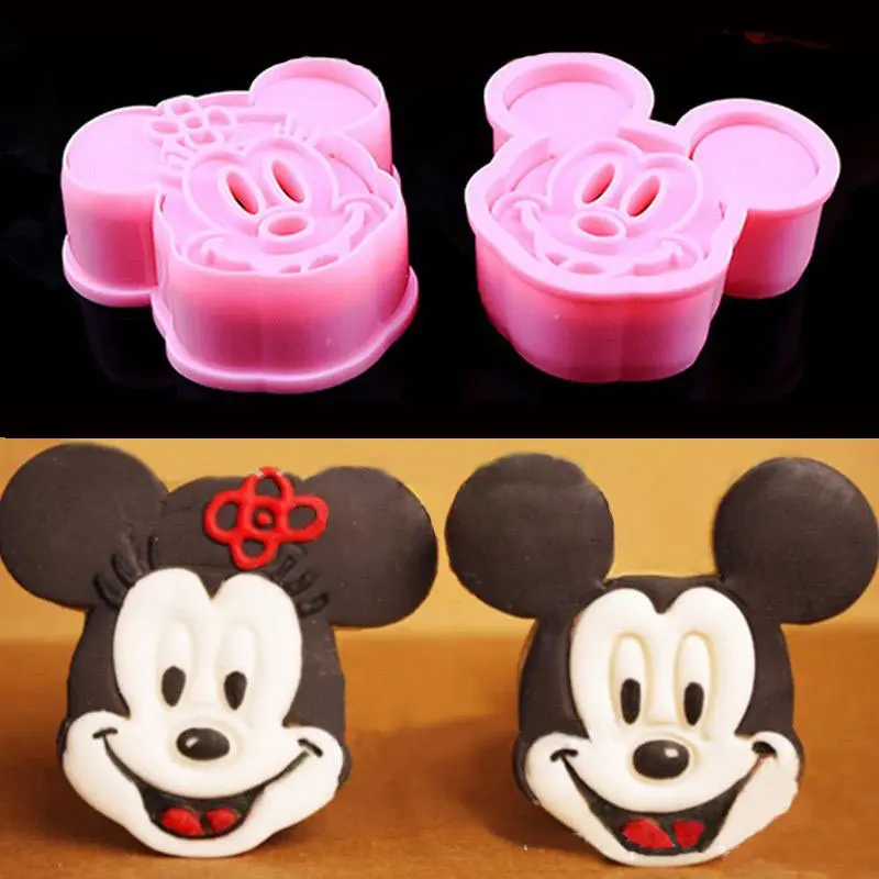 Disney Mickey Mouse Baking 3D Mold DIY Baking Cookie Cake Rice Ball Mold Cartoon Animal Plastic Mold Birthday Party Decoration