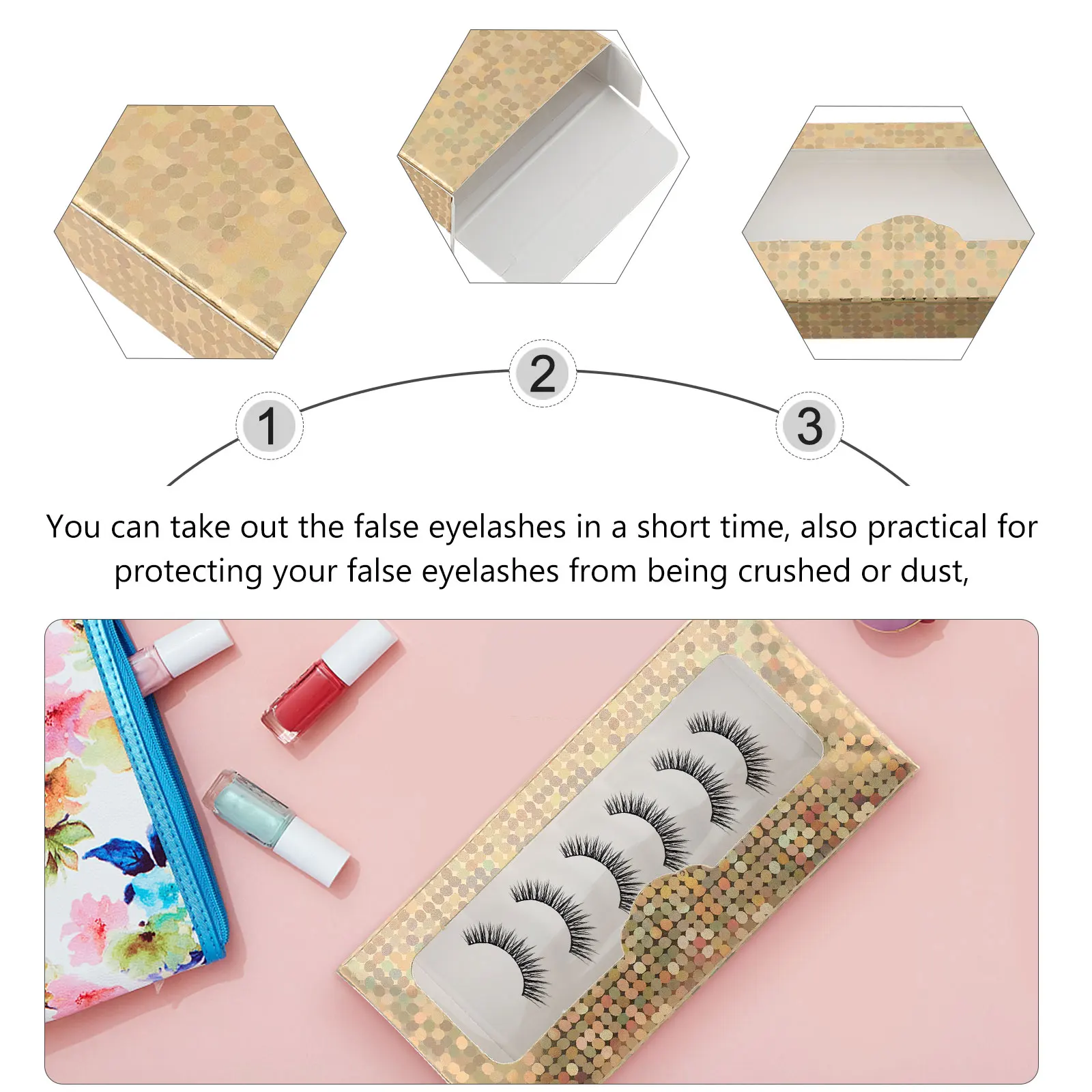 

20pcs False Eyelash Packaging Box Paper Case Bulk Glitter Storage Empty ganizer Travel Lightweight Protective Clean