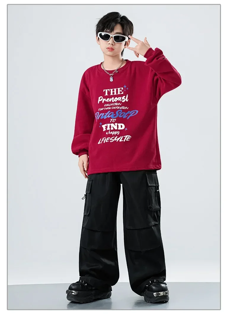 Hip-Hop-Kostüme für Kinder, Streetwear für Jungen und Mädchen, Jazz-Tanz-Outfits für Kinder, lässiges Sport-Hip-Hop-Set für Bühnenauftritte. – Detail 8