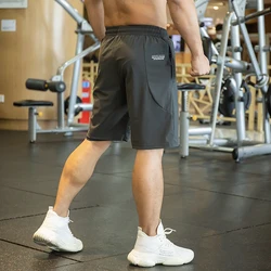 Men Running Shorts Ice silk Summer Elastic thin Quick Dry Training Fitness zipper Pocket Joggings Pant Male Gym 1/2 Sweatpants