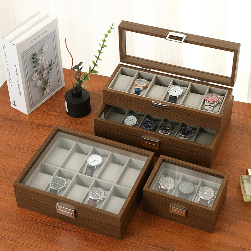 

2/3/6/10/12 slots new high-end luxurious large-capacity walnut wood watch storage box Chinese-style peach wood watch display box