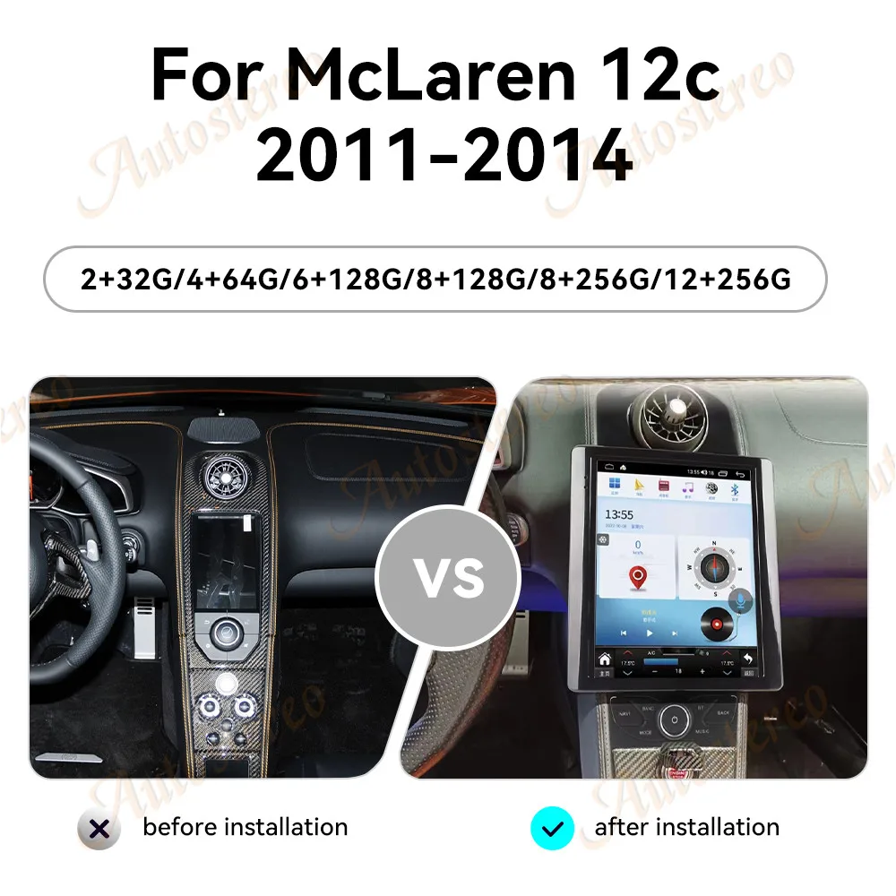 Carplay 9.7 Inch Auto Stereo Android 14 Car Radio for McLaren 12C/625S/650S/675S Car GPS Navigation Multimedia Player Car Radio