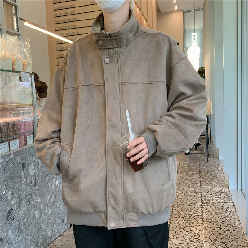 Men Coat Suede Coat Men Spring Autumn 2023 New Design Sense of Niche Top American Fashion Brand Loose Casual Jacket