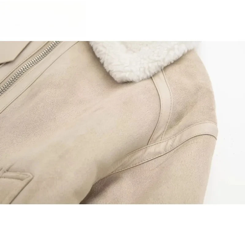 سترات شتوية أنيقة للسيدات على الموضة لعام 2025 بلون سادة وياقة مقلوبة وأكمام طويلة وجيوب وسحابات سترات نسائية دافئة