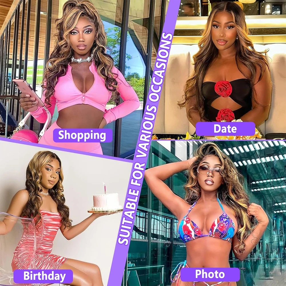 13x6 Hd شفافة الجسم موجة الدانتيل شعر مستعار أمامي الاصطناعية الملونة تسليط الضوء على شعر مستعار غلويليس الجسم موجة 4/27 العسل شقراء الدانتيل شعر مستعار أمامي #2