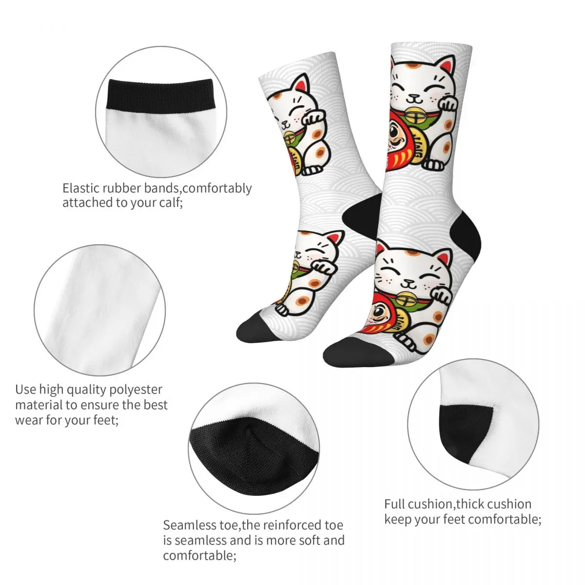 Luck & Fortune Cat Neko Maneki Chaussettes pour hommes et femmes, mode, printemps, été, automne, hiver, bas, cadeau