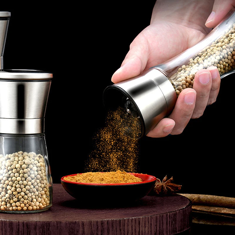 Manual Salt Pepper Grinder Seasoning Bottle Jar Stainless Steel Spice Grinder Salt Shaker Kitchen Mills Accessories