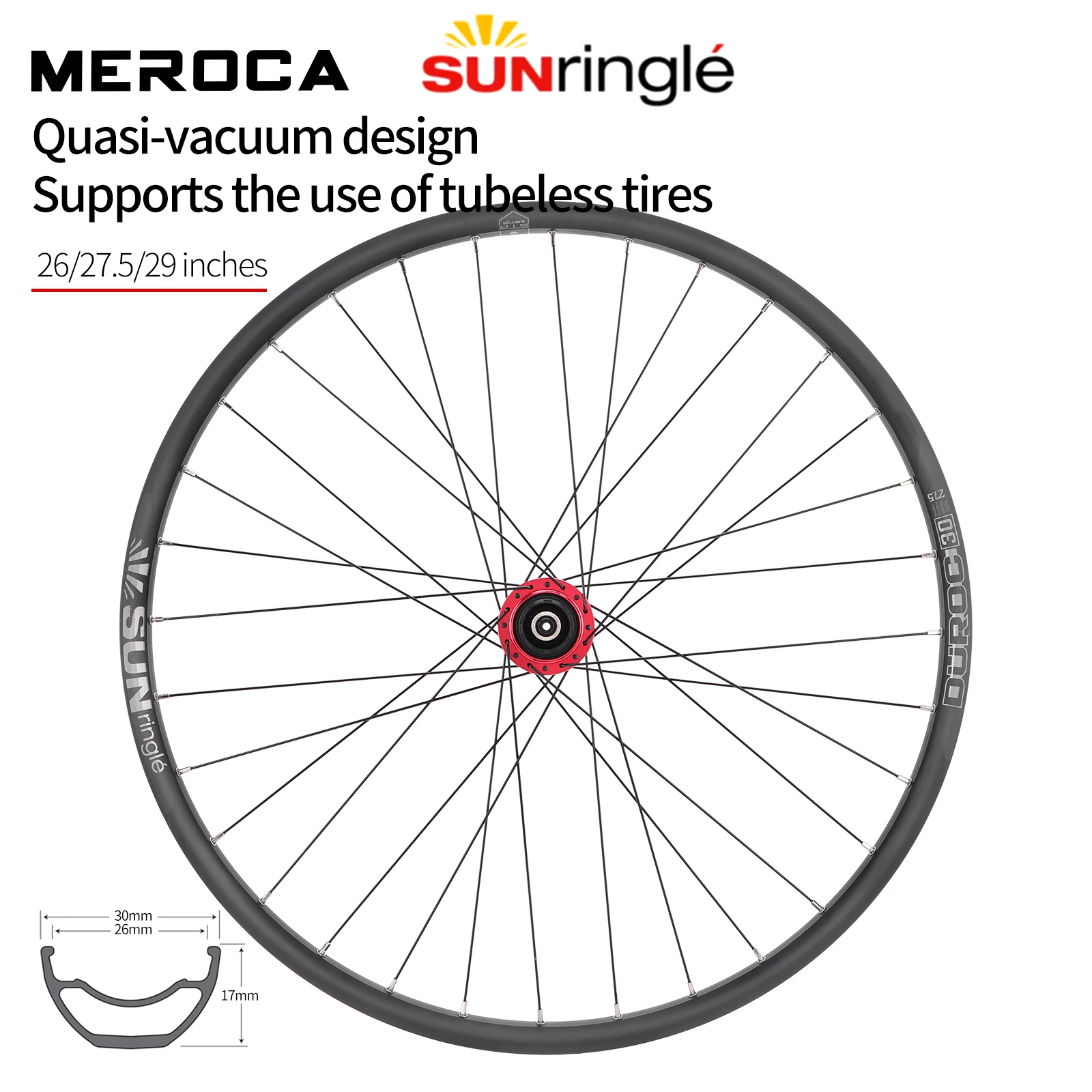 SUNringle 산악 자전거 휠셋, 고강도 알루미늄 합금 스루 액슬, 퀵릴리즈 Mtb 휠 세트, 120 사운드, 26/27.5/29 인치