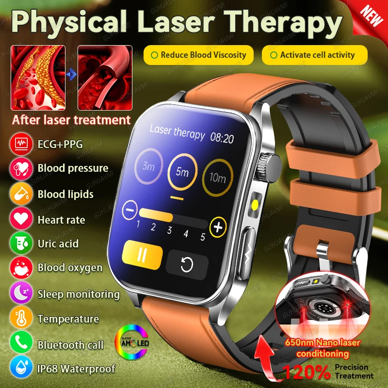 

Новые умные часы с двойным лазерным датчиком 650 нм, функциями ЭКГ+PPG, измерения артериального давления, уровня мочевой кислоты, липидов крови, AMOLED-дисплеем и функциями физиотерапии.